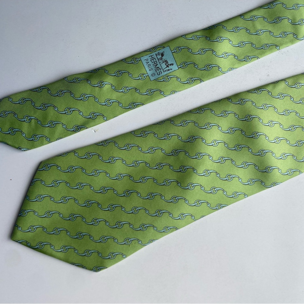 Hermes Green Patterned Tie Bundle - image 1
